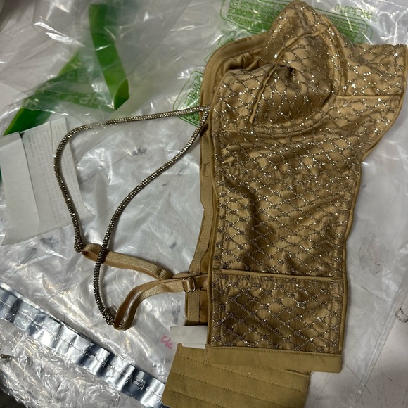 For Love & Lemons Glitter Grid Bustier Top in Gold NWOT Size S - Picture 6 of 10